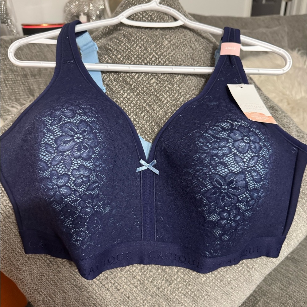 Cacique Deep Blue Floral Lace Bra